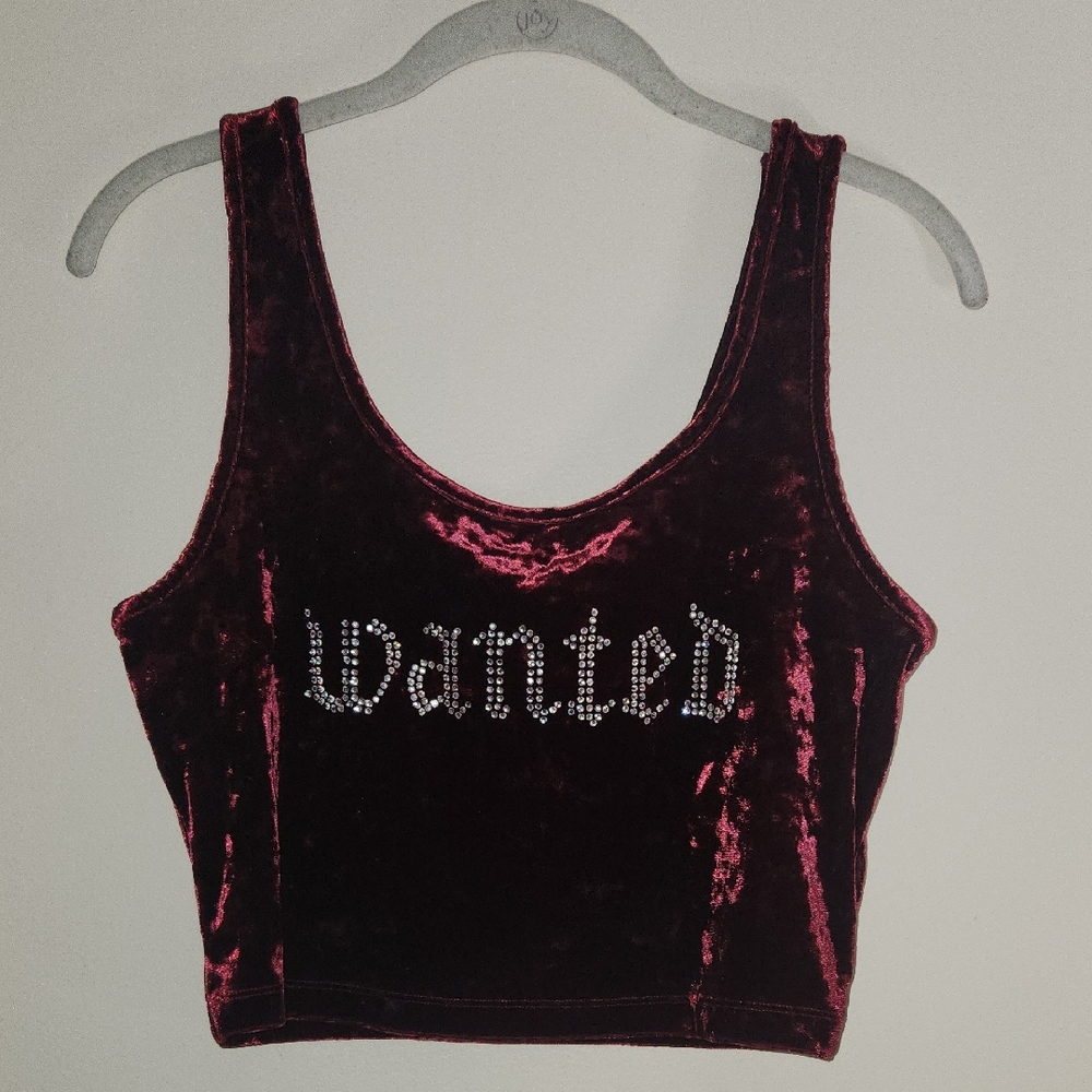 Forever 21 Velvet Crop Top - Deep Red